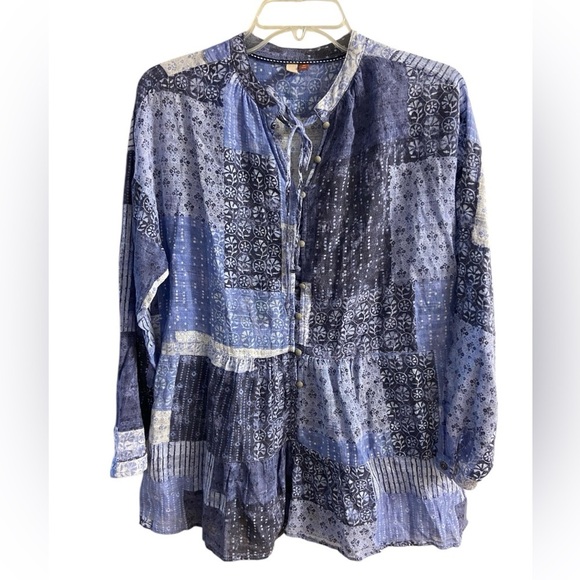 Pilcro Tops - Pilcro Anthropologie Blouse Tunic Patchwork Print Tiered Medium Petite